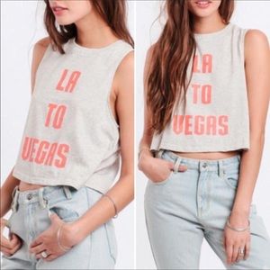 MINKPINK NWT LA to Vegas Graphic Crop Tank Top Sz Medium
